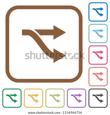 Fork simple icons in color rounded square frames on white background