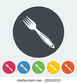 Fork. Single flat icon on the circle. Vector illustration.
