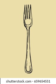 Fork sketch. vector illustration