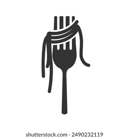 Fork with spaghetti icon isolated vector illustration on a white background