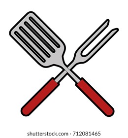 fork and spatula kitchen cutlery icon