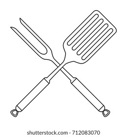 fork and spatula kitchen cutlery icon