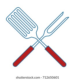 fork and spatula kitchen cutlery icon