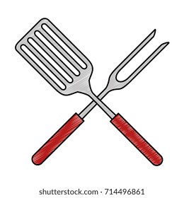 fork and spatula kitchen cutlery icon