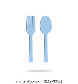 Fork and spoon 3d icon isolated. Vector illustration