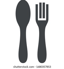 
fork and spoon black icons on white background