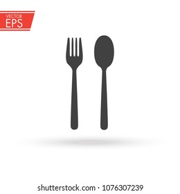 Fork and spoon in black simple silhouette style icons vector illustration for design and web isolated on white background. Fork and spoon vector object for labels and logo.