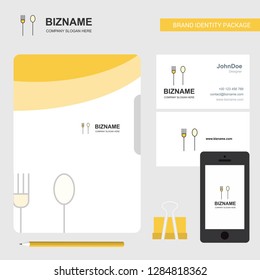Fork and spoon Business Logo, File Cover Visiting Card and Mobile App Design. Vector Illustration