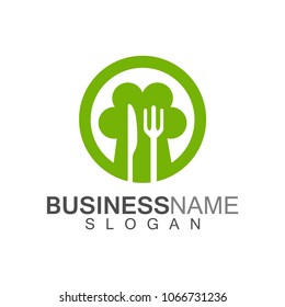 Fork Spoon and Chef Hat Logo Template
