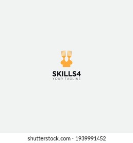 restaurante de aptitudes para el logotipo del chef de la cuchara de horquilla