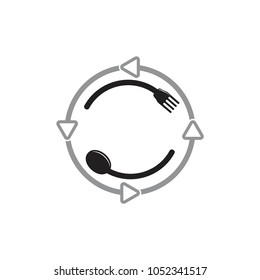 fork spoon circle arrows symbol vector