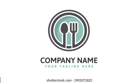 Fork Spoon Circle Logo Template. Vector