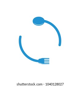 Fork And Spoon In Circle Symbol Logo Vector