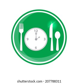 Fork, spoon and clock, meal time. Illustration for You creative