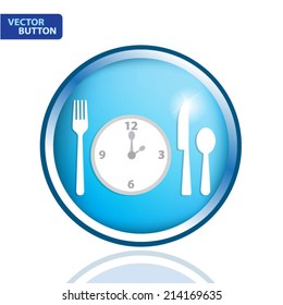 Fork, spoon and clock, meal time. Illustration for You creative