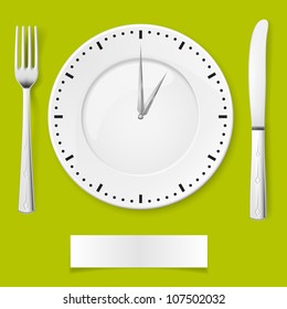 Fork, spoon and clock-plate. Illustration for You creative ideas
