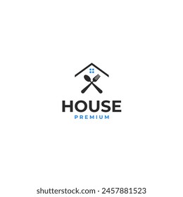 Fork and spoon combination house logo design template vector illustration idea
