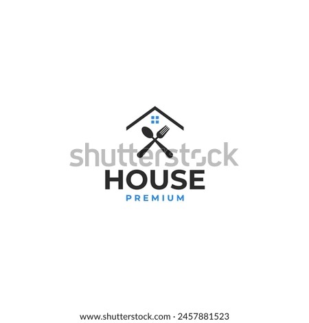 Fork and spoon combination house logo design template vector illustration idea