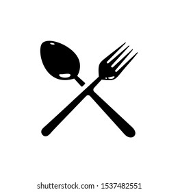 fork and spoon crossed icon vector detailed silhouette illustration isolated on white background 