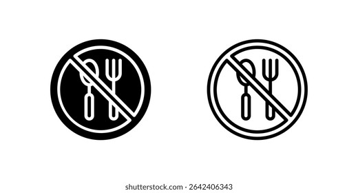 Fork and spoon crossed out, symbolizing the practice of fasting during Ramadan.