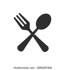 Fork and spoon crossed vector flat design with gaya simple white background