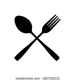 fork and spoon crossed vector icon. cutlery isolated on white background