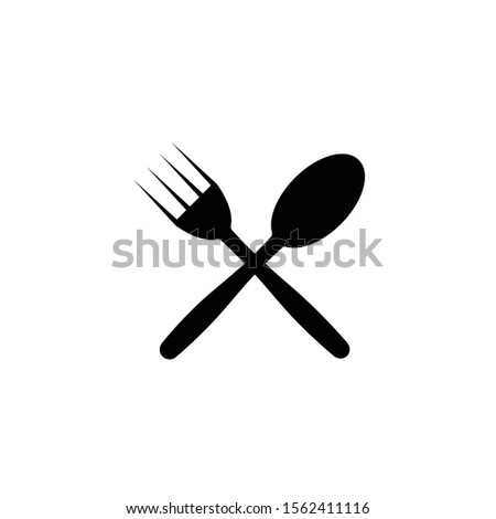 fork and spoon crossed vector icon. cutlery isolated on white background