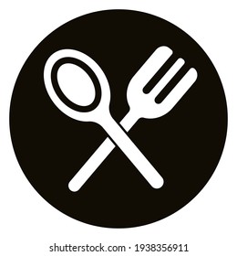 fork and spoon cutlery logo for eatery or cook shop, food icon vector illustration black and white 
