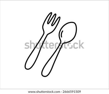 Fork and spoon. Cutlery outline icon. Canteen, cafe, food icon. Isolated vector illustration.