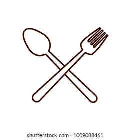 Fork spoon cutlery product food silhouette icon. Isolated and flat illustration