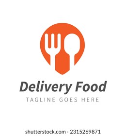 Fork Spoon Design Inspiration with Sign symbol,Located pin Isolated in flat style. can be used Food delivery Logo. restaurant