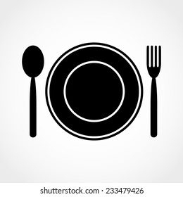 Fork spoon dish Icon Isolated on White Background