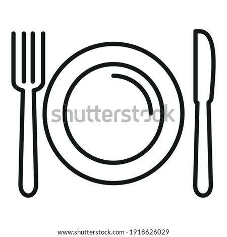 Fork spoon dish icon. Outline fork spoon dish vector icon for web design isolated on white background