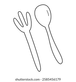 fork and spoon doodle icon for web, computer and mobile app