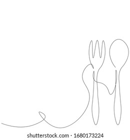 Fork and spoon drawing vector illustration