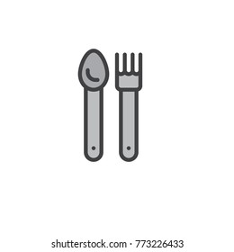 Fork spoon filled outline icon, line vector sign, linear colorful pictogram isolated on white. Cutlery symbol, logo illustration. Pixel perfect vector graphics