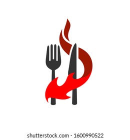 Fork and Spoon With Fire Logo