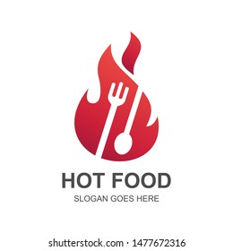 Fork and Spoon With Fire Logo Design