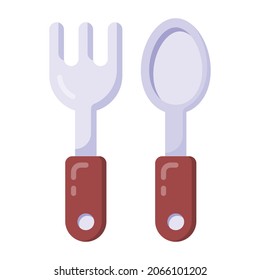 Fork and spoon, flat icon of cutlery in editable design