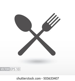 Fork and spoon flat icon. Food Sign. Vector logo for web design, mobile and infographics. Vector illustration eps10. Isolated on white background.