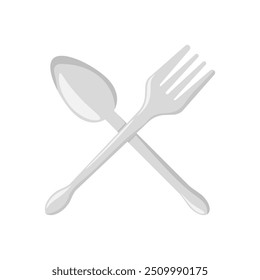 Fork and spoon flat icon illustration. Food object icon concept isolated. Flat cartoon style