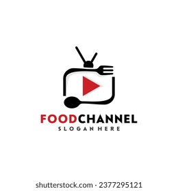 Fork spoon food channel television tv logo vector icon illustration, Emblem, Design Concept, Creative Symbol, Icon