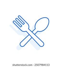 Fork, spoon food icon. Restaurant line editable sign.  Public catering related icon. Menu category. Vector illustration in modern thin line style.