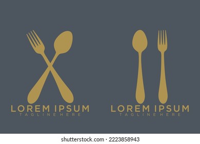  tenedor y cuchara ,plantilla de logotipo de comida. Ilustración vectorial.