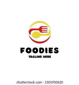 fork and spoon geometric rounded for food restaurant logo icon vector template