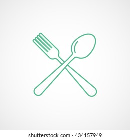 Fork Spoon Green Icon On White Stock Vector (Royalty Free) 434157949 ...