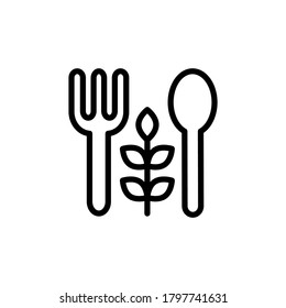 Fork spoon greens icon. Simple line, outline vector elements of vegetarian food icons for ui and ux, website or mobile application