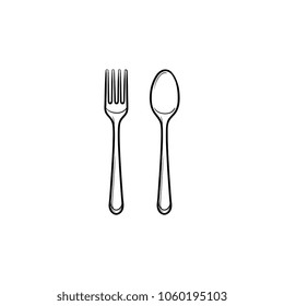 Fork Spoon Hand Drawn Outline Doodle Stock Vector (Royalty Free ...