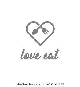 fork, spoon and heart logo template