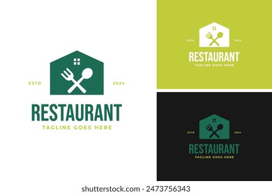 Fork and spoon house logo design template vector illustration idea